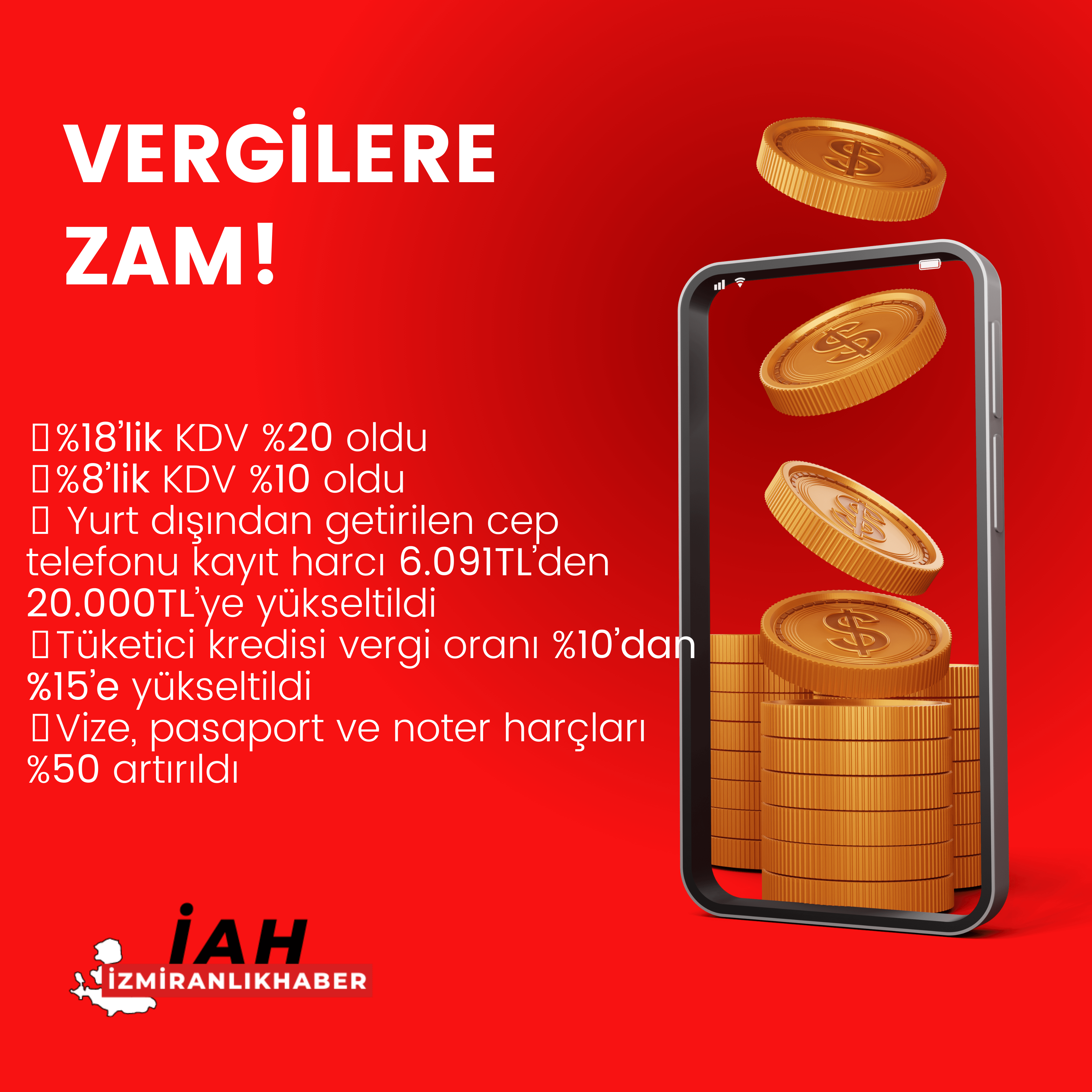 Harçlarda ve vergilerde artış kararları Resmi Gazete'de
